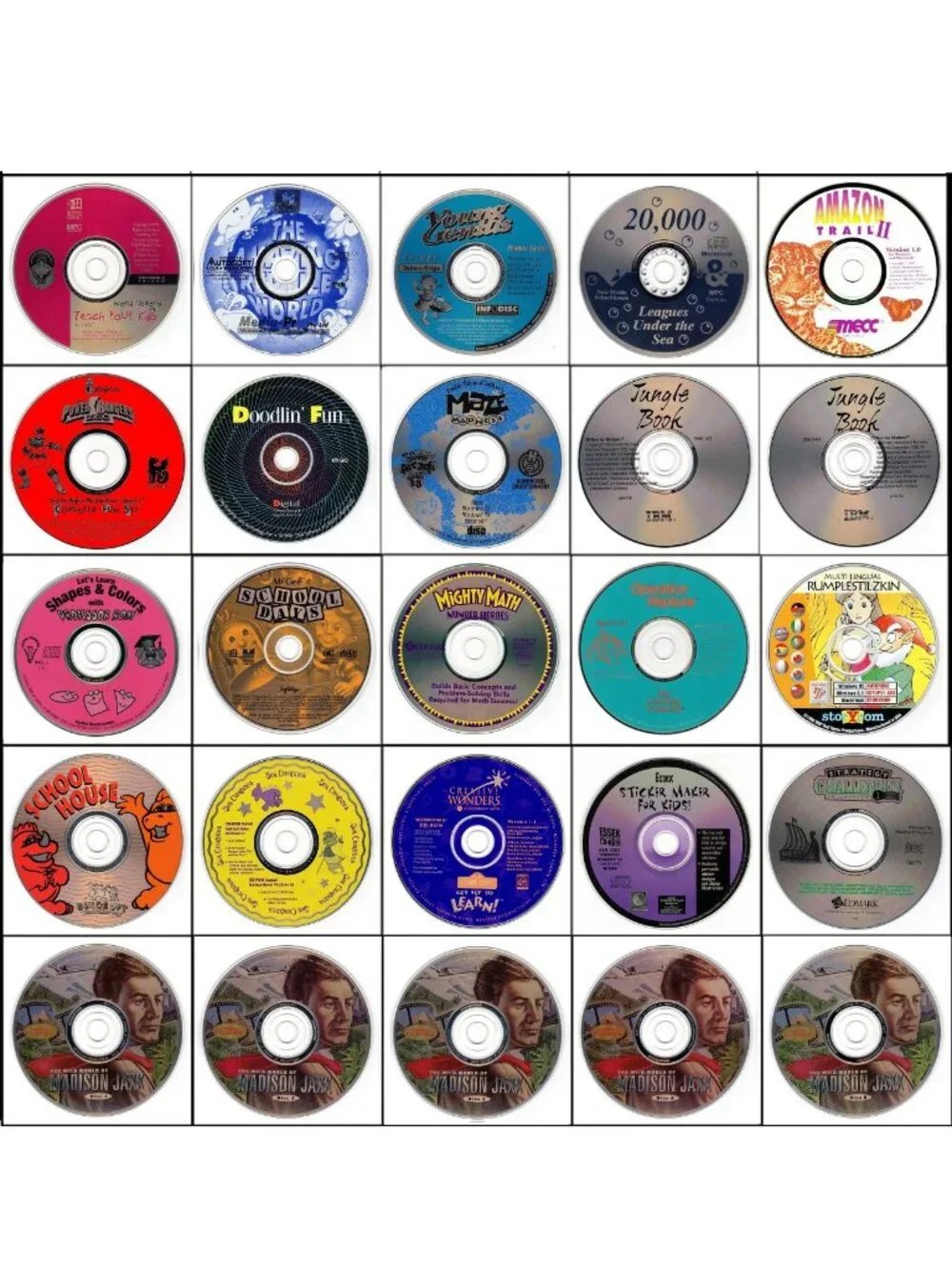 25 CD-ROM Kids Lot #3 (1995-1996) Vintage NEW or Like NEW CD's in Sleeves